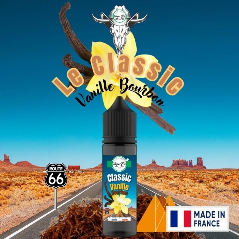 Classic Vanille Bourbon. Fiole 50ml de e-liquide au tabac blond et à la vanille bourbon.