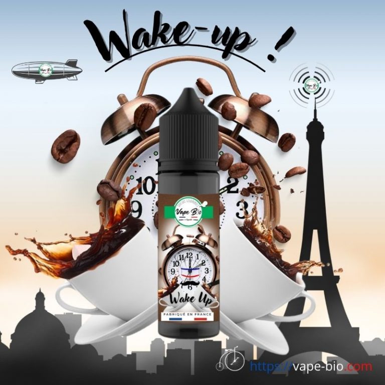 e liquide café Wake-up. Fiole de e-liquide 50 ml en plastique