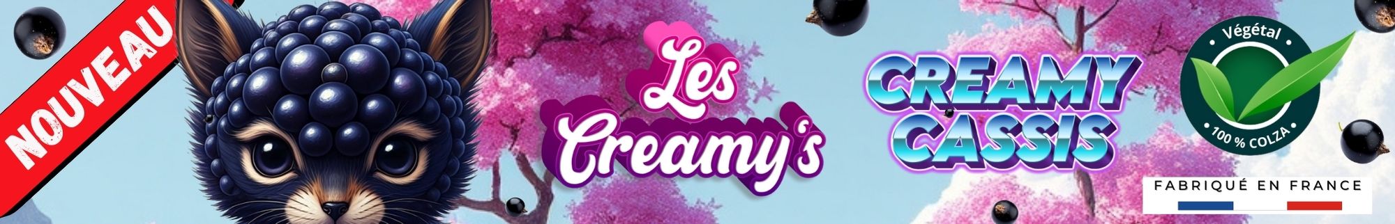 Creamy Cassis. e-liquide au cassis et à la crème.