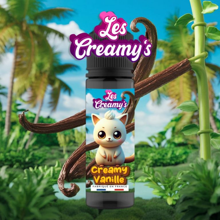 Creamy Vanille. Fiole de e-liquide 50 ml en PET, à la vanille Bourbon et à la crème fouetté.