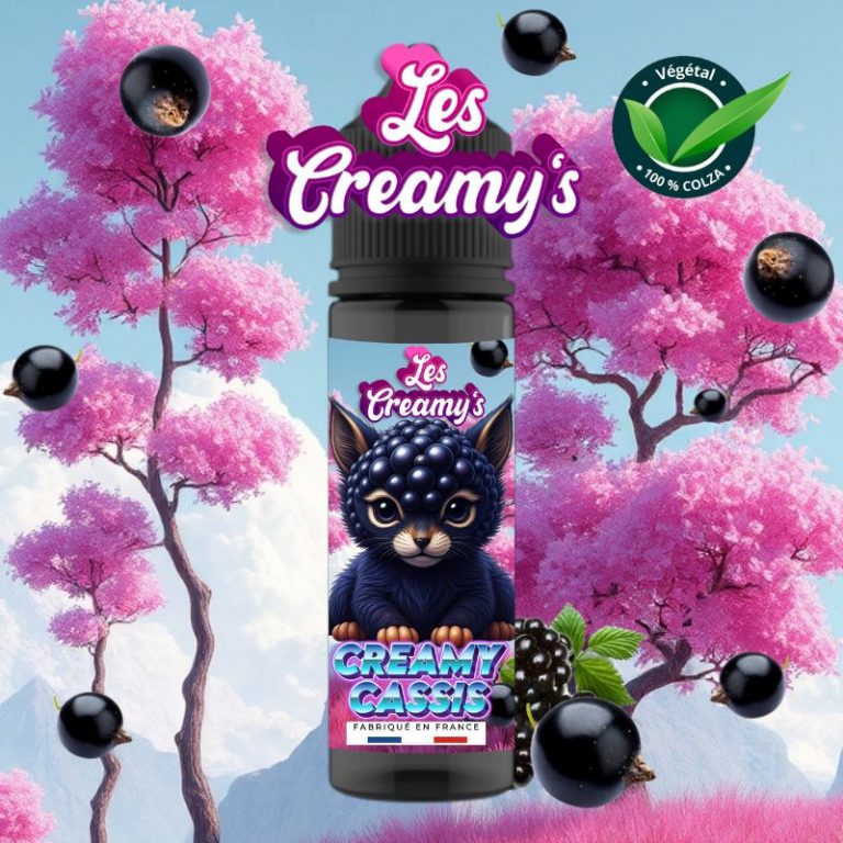 Creamy Cassis. Fiole de 50 ml en plastique au goût de cassis et de crème