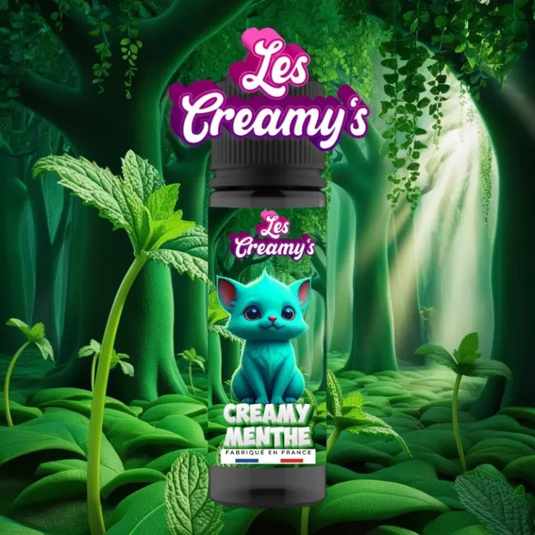 E-liquide Creamy Menthe. Fiole de e-liquide 50 ml en plastique à la crème et à la menthe