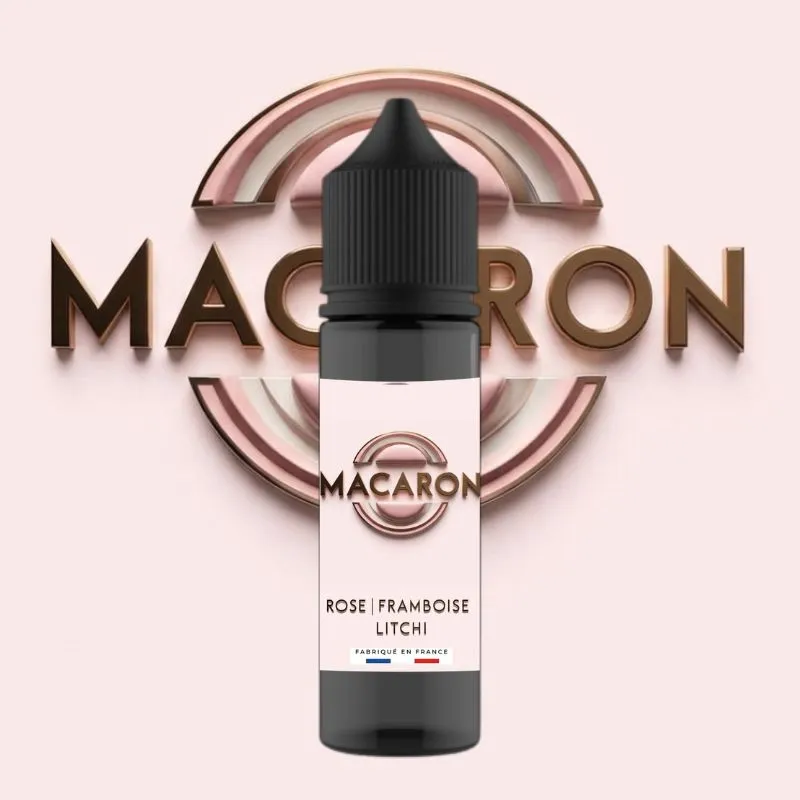 E-liquide Macaron Rose Framboise Litchi base végétale 50ml - E-liquide Toulouse