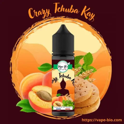 Crazy Tchuba Kay 50ml, e-liquide fruité abricot et gourmand à la menthe.