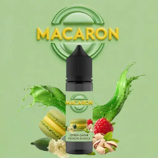 Macaron pistache citron caviar 50ml, e-liquide dessert aux agrumes rares.