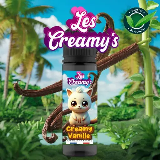 Le e-liquide Creamy Vanille propose une recette de custard à la vanille Bourbon pour votre matériel de bio vape.