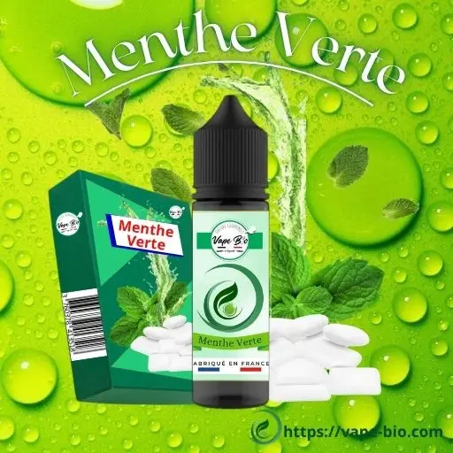 Une vape douce et sucrée rappelant le célèbre chewing-gum avec ce ELIQUIDE Menthe Verte de Vape Bio.