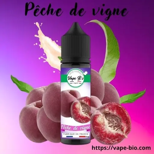 Un nuage savoureux et sucré avec le ELIQUIDE pêche de vigne idéal pour un vapotage quotidien de qualité.