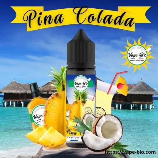 Retrouvez les saveurs exotiques du e-liquide piña colada avec ses notes d'ananas et de coco pour votre cigarette électronique.