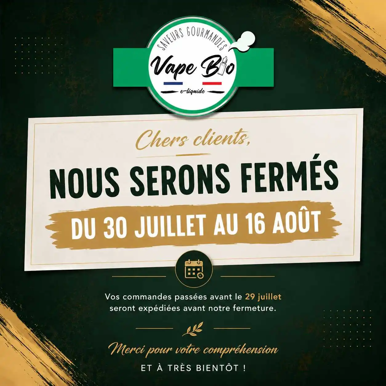 Fermeture Vape Bio